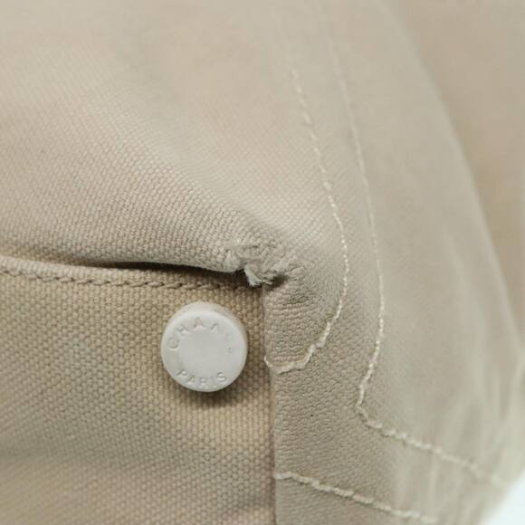 CHANEL Coco Mark Tote Bag Canvas Beige Silver CC - Picture 8 of 16